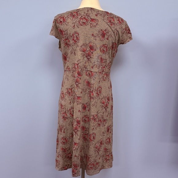 Toad & Co Rosemarie Dress Women’s XL Taupe Poppy Floral Print Organic Cotton - Picture 2 of 7